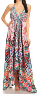 Sakkas Lizi Womens Maxi High-low Halter Handkerchief Long Dress Beach Party
