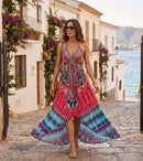 Sakkas Lizi Womens Maxi High-low Halter Handkerchief Long Dress Beach Party
