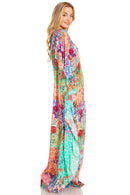 Sakkas Dora Women's One Shoulder Short Sleeve Casual Elegant Maxi Dress with Print