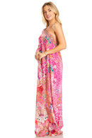 Sakkas Dora Women's One Shoulder Short Sleeve Casual Elegant Maxi Dress with Print