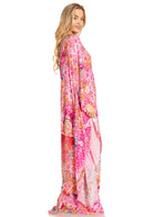 Sakkas Dora Women's One Shoulder Short Sleeve Casual Elegant Maxi Dress with Print