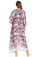 Sakkas Womens Henley Neck Elbow Sleeves Long A-Line Summer dress with pockets