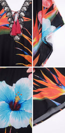 Sakkas  Georgettina Flowy  Rhinestone V Neck Long Caftan Dress / Cover Up