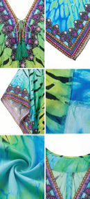 Sakkas  Georgettina Flowy  Rhinestone V Neck Long Caftan Dress / Cover Up