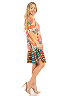 Sakkas Eliza Women's Cocktail Short Sleeve Floral Print Boho Dress Summer Casual