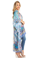 Sakkas Zeke Hi Low V-Neck Caftan Dress Printed Top Cover / Up