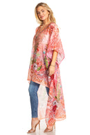Sakkas Zeke Hi Low V-Neck Caftan Dress Printed Top Cover / Up
