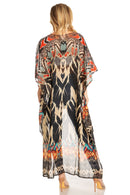 Sakkas Zeke Hi Low V-Neck Caftan Dress Printed Top Cover / Up