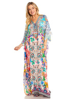 Sakkas Georgettina 2025 Flowy Rhinestone V Neck Long Caftan Dress / Cover Up