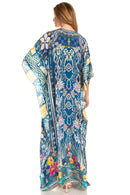 Sakkas Georgettina 2025 Flowy Rhinestone V Neck Long Caftan Dress / Cover Up