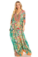 Sakkas Georgettina 2025 Flowy Rhinestone V Neck Long Caftan Dress / Cover Up