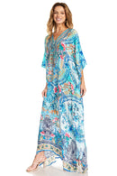Sakkas Georgettina 2025 Flowy Rhinestone V Neck Long Caftan Dress / Cover Up