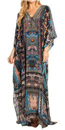 Sakkas Georgettina 2025 Flowy Rhinestone V Neck Long Caftan Dress / Cover Up