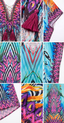 Sakkas  Georgettina Flowy  Rhinestone V Neck Long Caftan Dress / Cover Up