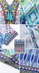 Sakkas  Georgettina Flowy  Rhinestone V Neck Long Caftan Dress / Cover Up