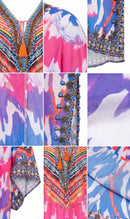 Sakkas  Georgettina Flowy  Rhinestone V Neck Long Caftan Dress / Cover Up