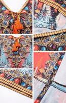 Sakkas  Georgettina Flowy  Rhinestone V Neck Long Caftan Dress / Cover Up