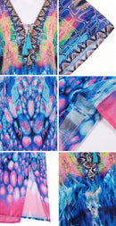 Sakkas  Georgettina Flowy  Rhinestone V Neck Long Caftan Dress / Cover Up