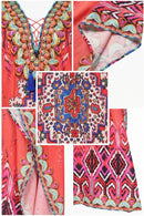 Sakkas  Georgettina Flowy  Rhinestone V Neck Long Caftan Dress / Cover Up