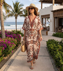 Sakkas  Georgettina Flowy  Rhinestone V Neck Long Caftan Dress / Cover Up