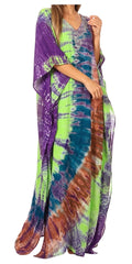 Sakkas Catia Women's Boho Casual Long Maxi Caftan Dress Kaftan Cover-up LougeWear#color_1-Green