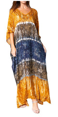 Sakkas Catia Women's Boho Casual Long Maxi Caftan Dress Kaftan Cover-up LougeWear #color_18-Gold