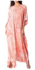 Sakkas Catia Women's Boho Casual Long Maxi Caftan Dress Kaftan Cover-up LougeWear #color_2-Salmon