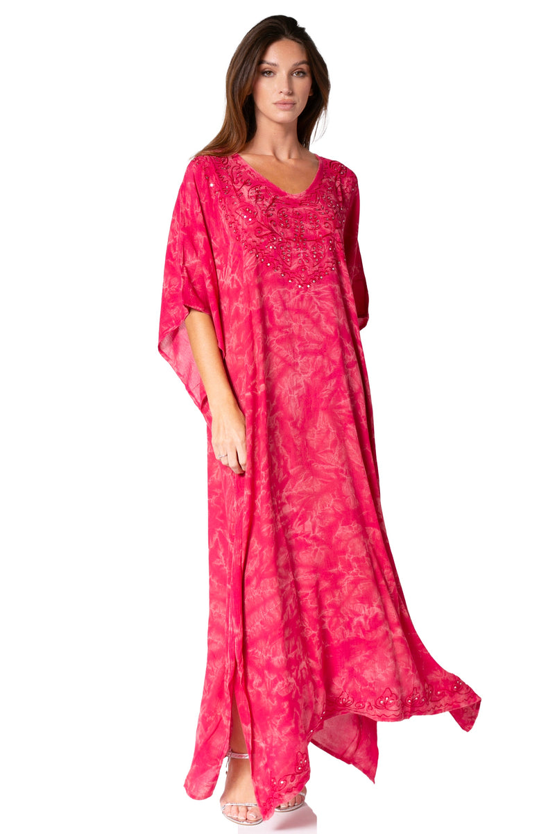 Sakkas Catia Women's Boho Casual Long Maxi Caftan Dress Kaftan Cover-up LougeWear