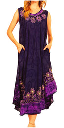 Sakkas Starlight Second Caftan Tank Dress/Cover Up Tie Dye Womens Beach Kaftan