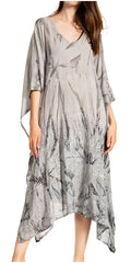 Sakkas Clementine Third Women's Tie Dye Caftan Dress/Cover Up Beach Kaftan Summer#color_44-Grey
