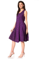 Sakkas Maya Midi Floral Embroidered Sleeveless Button Up Rayon Dress