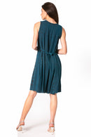 Sakkas Maya Midi Floral Embroidered Sleeveless Button Up Rayon Dress