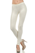 Sakkas Footless Ultra Slim Fit Matte Liquid Wet Look Leggings#color_OffWhite