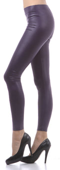 Sakkas Footless Ultra Slim Fit Matte Liquid Wet Look Leggings#color_Purple