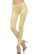 Sakkas Footless Ultra Slim Fit Matte Liquid Wet Look Leggings#color_Yellow