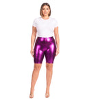 Sakkas Women's Shinny Metallic Bike Shorts Stretchy Unisex - Made in USA