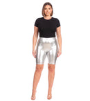 Sakkas Women's Shinny Metallic Bike Shorts Stretchy Unisex - Made in USA