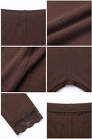 Sakkas Cotton Blend Lace Trim Stretch Capri Leggings - Made in USA