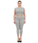 Sakkas Cotton Blend Lace Trim Stretch Capri Leggings - Made in USA