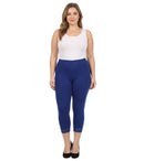 Sakkas Cotton Blend Lace Trim Stretch Capri Leggings - Made in USA