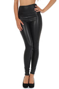 Sakkas Matte Liquid High Waist Stretch Leggings - Made in USA#color_Black