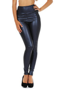 Sakkas Matte Liquid High Waist Stretch Leggings - Made in USA#color_Navy