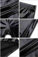 Sakkas Footless Liquid Wet Look Shiny Metallic Stretch Leggings