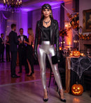 Sakkas Footless Liquid Wet Look Shiny Metallic Stretch Leggings