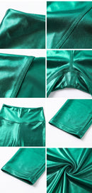 Sakkas Shiny Liquid Metallic High Waist Stretch Leggings - Made in USA