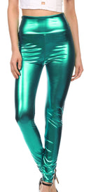 Sakkas Shiny Liquid Metallic High Waist Stretch Leggings - Made in USA