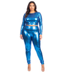 Sakkas Shiny Liquid Metallic High Waist Stretch Leggings - Made in USA