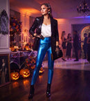 Sakkas Shiny Liquid Metallic High Waist Stretch Leggings - Made in USA