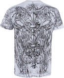 Sakkas Vines and Fleur De Lis Metallic Silver Embossed Cotton Mens T-Shirt
