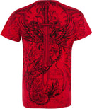 Sakkas Eagle,Sword and Chains Metallic Silver Embossed Cotton Mens T-Shirt